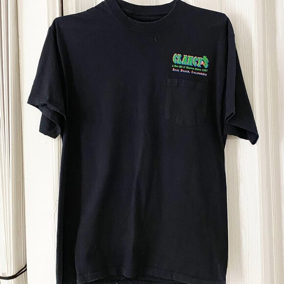 Collectible T-Shirt - Clancys Bar California - Black Short Sleeve Pocket T, sz L - Picture 1 of 5